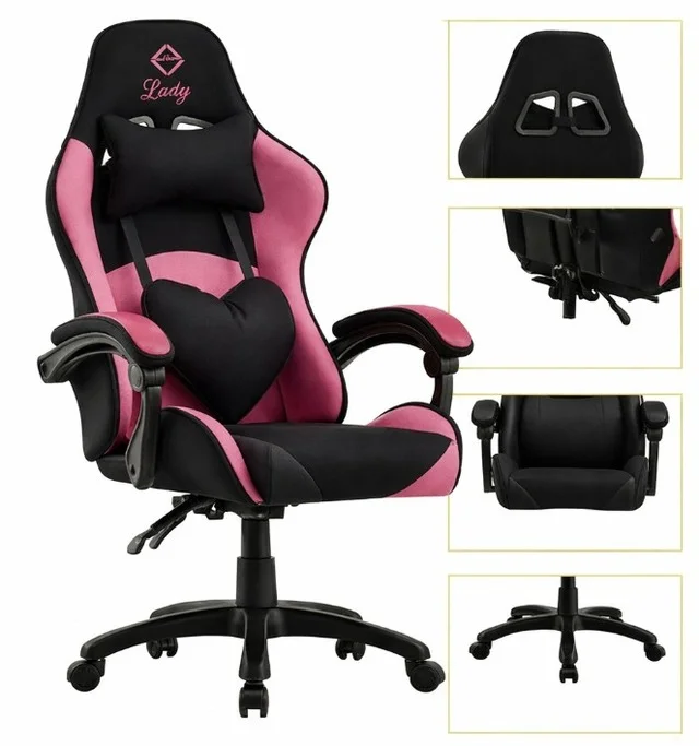Крісло геймерське Bonro Lady 806 чорно-рожеве