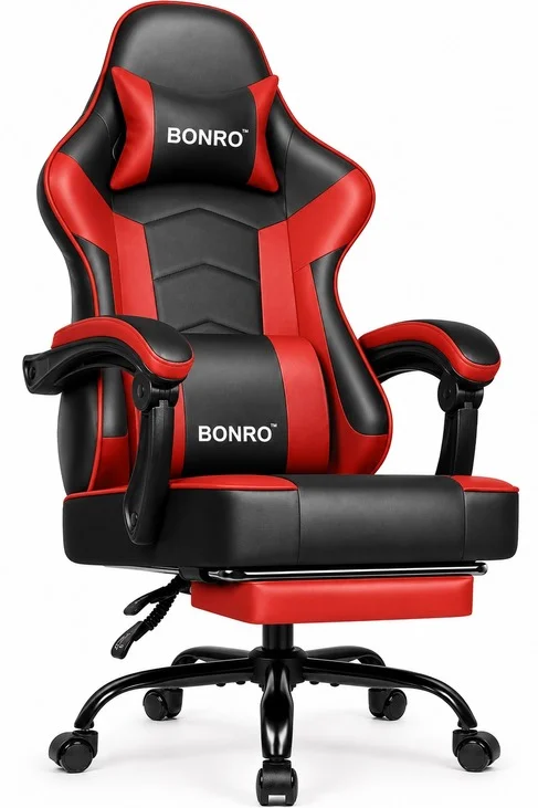 Геймерське крісло з підставкою для ніг Bonro B-203 червоне